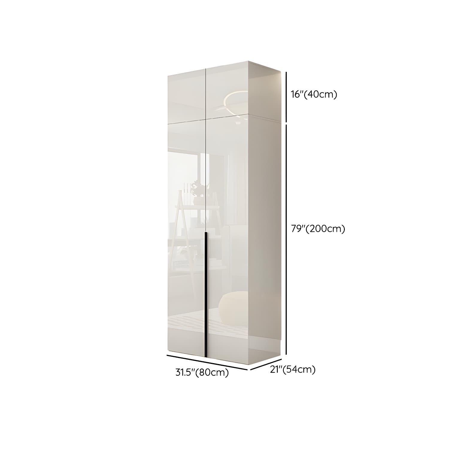 Modern White Wood Wardrobe Armoire - Drawers and Shelves Included - image 20