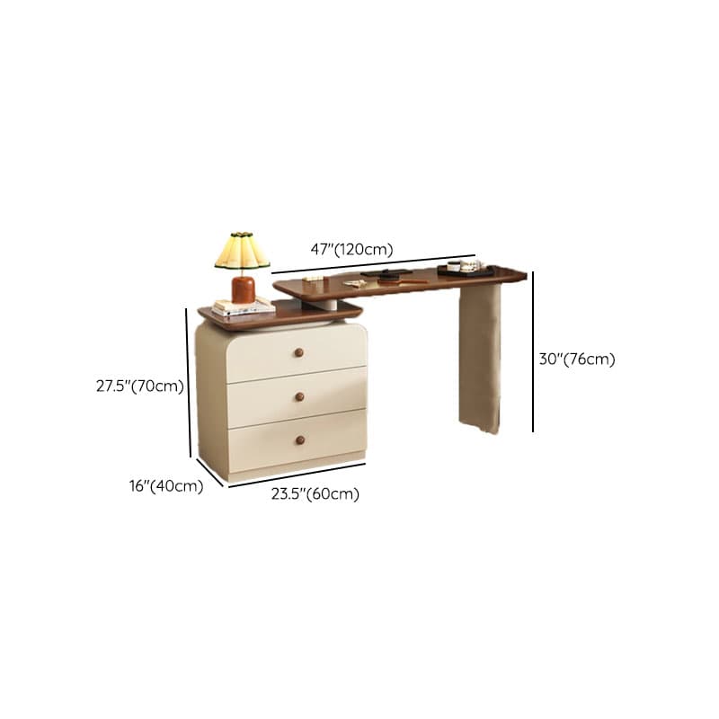 Cream Modish Large Vanity Set with Reclaimed Wood Table Top, 3/6 Drawers, and Light Up Mirror thumbnail 11