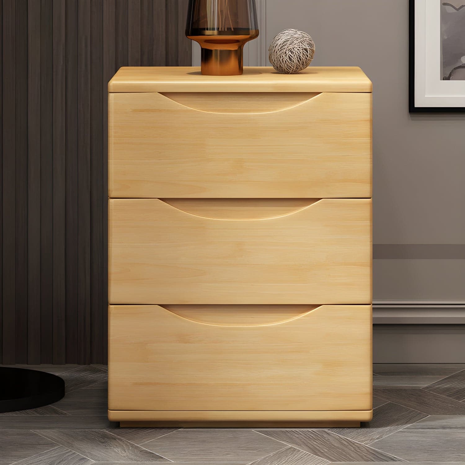 3 Drawers Contemporary Accent Table Nightstand Antique Finish Nightstand thumbnail 3