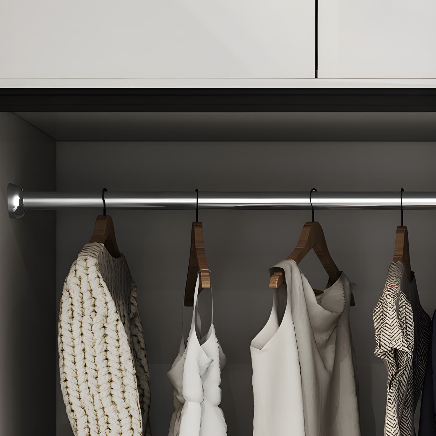 White Colour Wooden Wardrobe Cloth Rod Included Wardrobe Closet with Shelves thumbnail 9