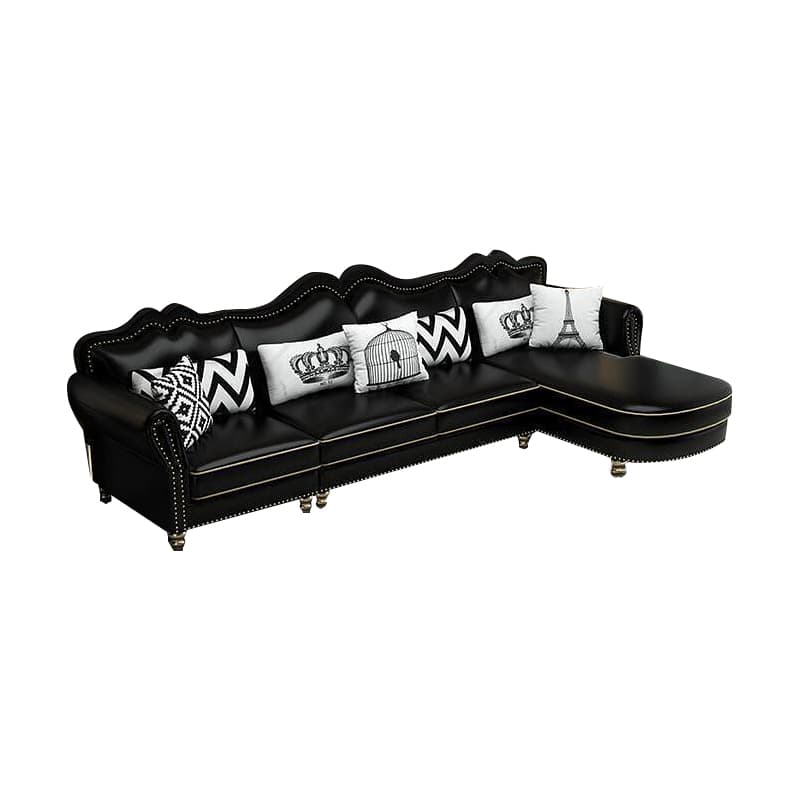 Glam Eco-Leather Flared Arm Sectional Sofa in Large Size with Nailhead Trim thumbnail 12