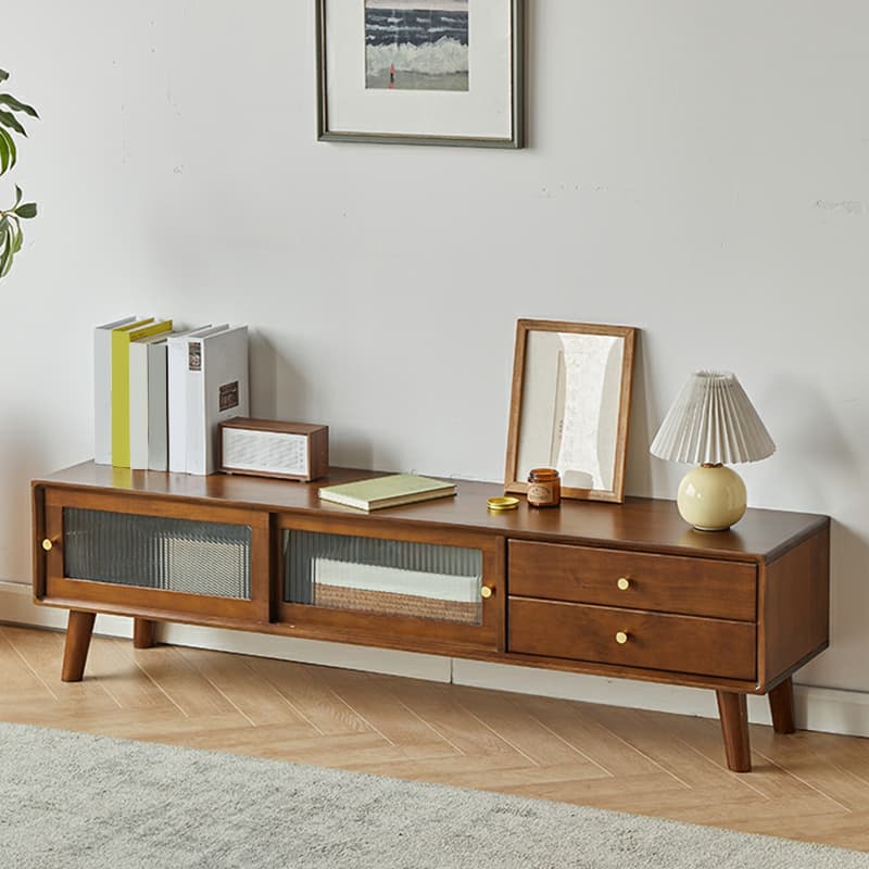 Modern TV Stand with Wood Material & Low Height Featuring Drawers thumbnail 3