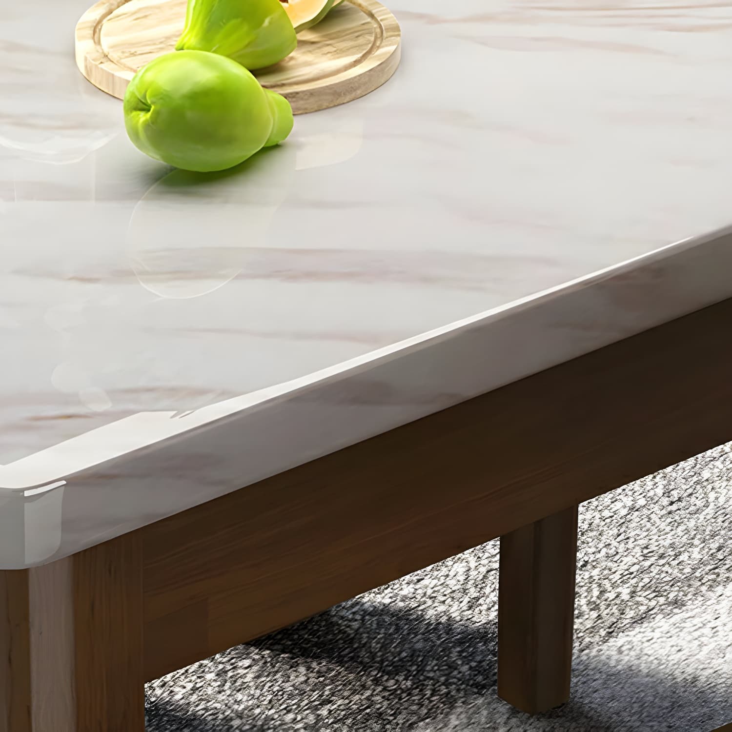 Square Marble Dining Table Set 1/5 Pieces with Solid Wood Base for Kitchen thumbnail 6