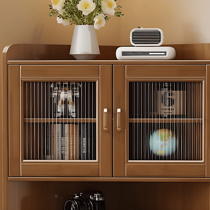 Independent Corner Utility Storage Cabinet in Cocoa/Gray/White with Grip Bars, 2 Exterior Shelves and 2 Cabinets/1 Cabinet in a Trendy Style, Glass-panel Door Included/Not Included thumbnail 7