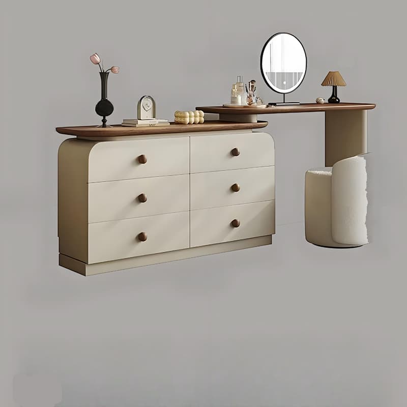 Modish Large Vanity Set/Makeup Vanity with Laminate Table Top, White Finish, 3 Drawers, Mirror Lights, and Scalable Design thumbnail 6