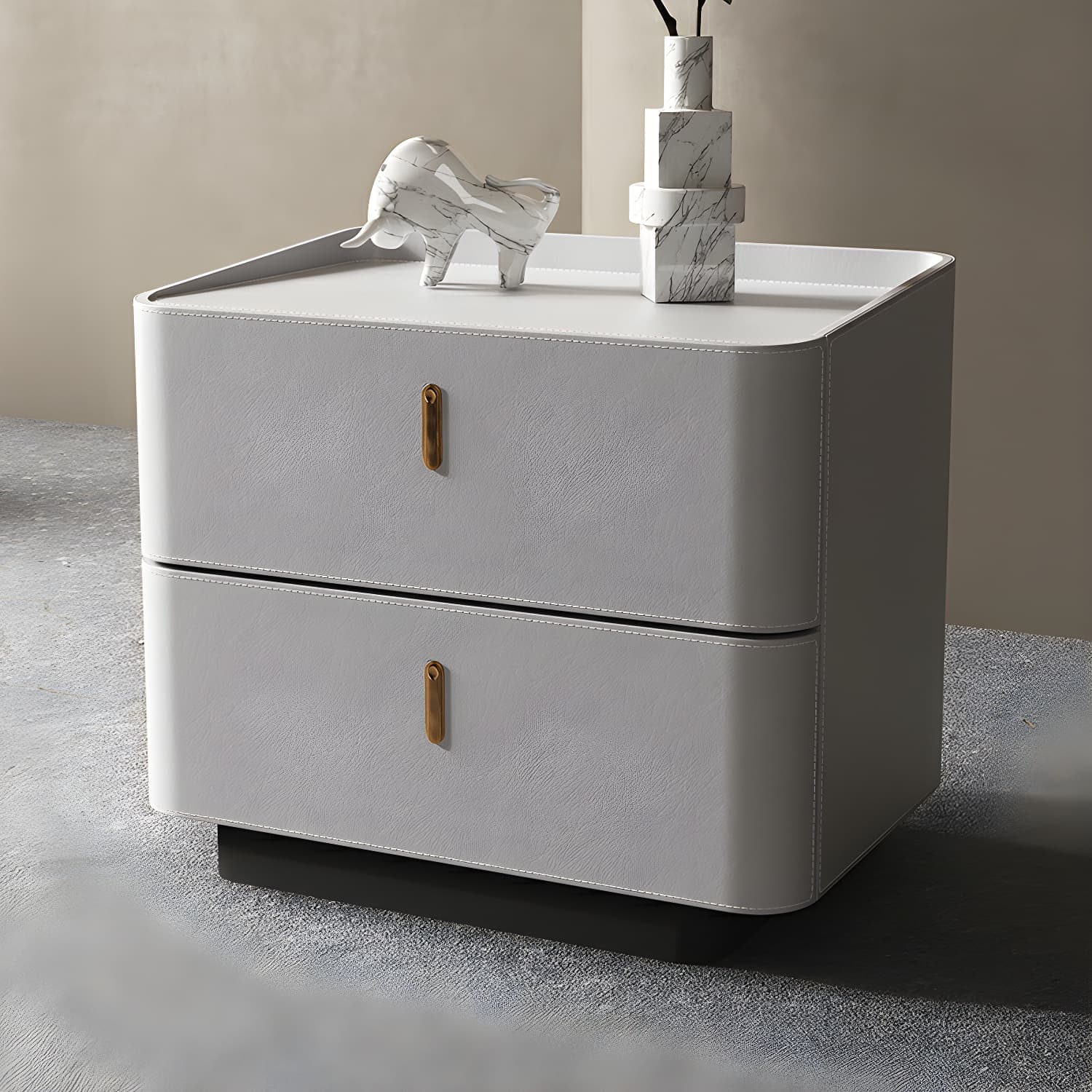 Modern Wood Grain Design Solid Wood Nightstands with Two Drawers thumbnail 5
