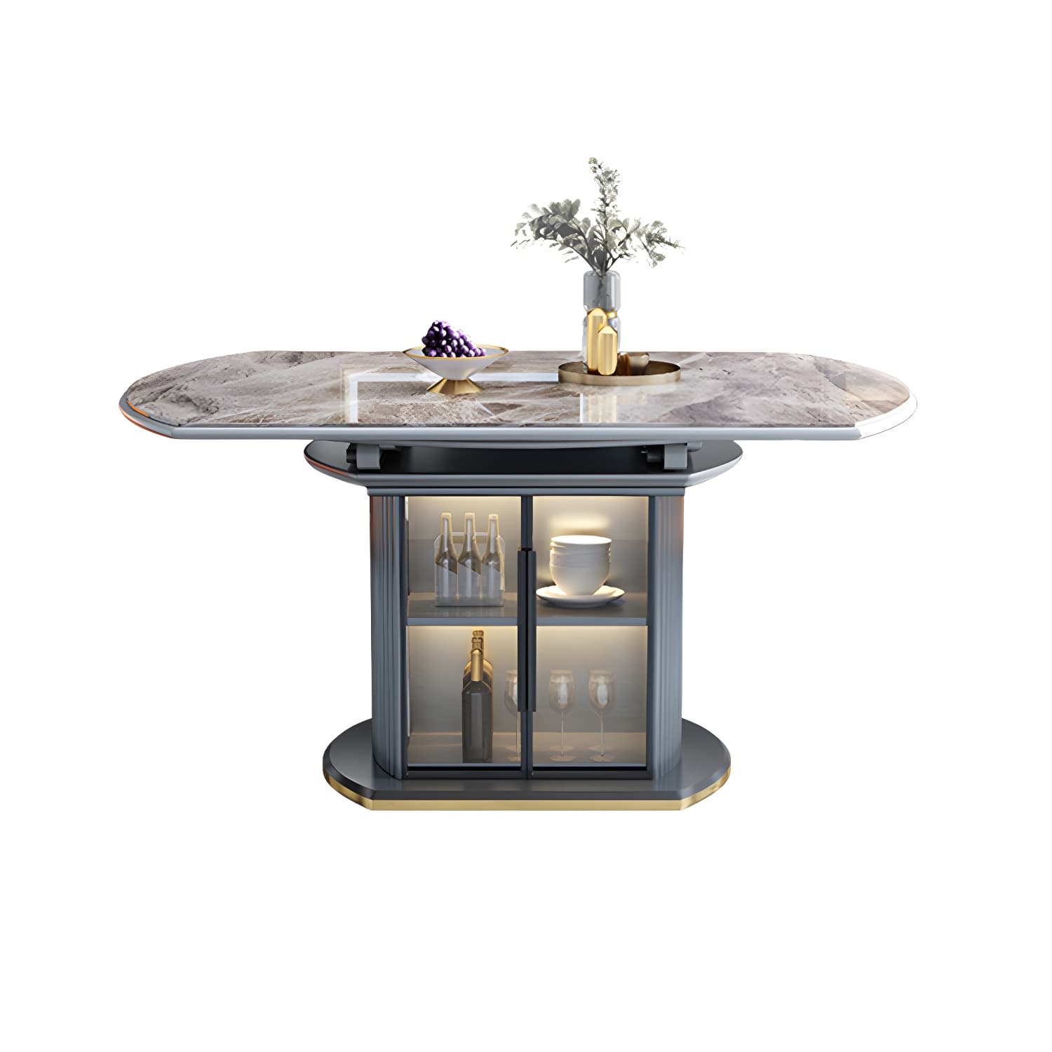 Modern Style Stone Furniture 1/5/7/9/11 Pcs Round Shape Dinette Table with Dining Chair thumbnail 5