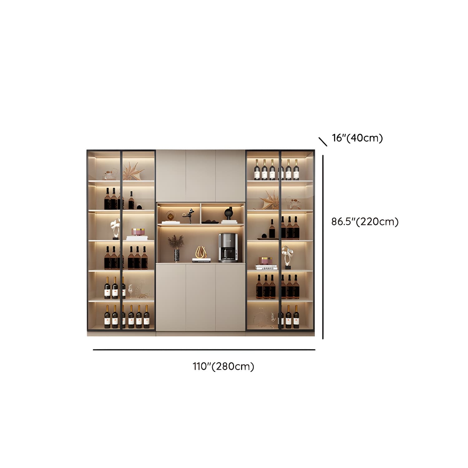 Modern Wood Cabinet with Glass Doors and Non-adjustable Shelves thumbnail 23