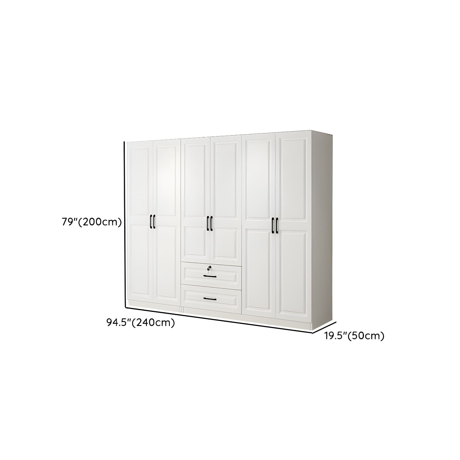 White Wood Wardrobe Armoire with Drawers, Shelves, and Clothing Rod thumbnail 17