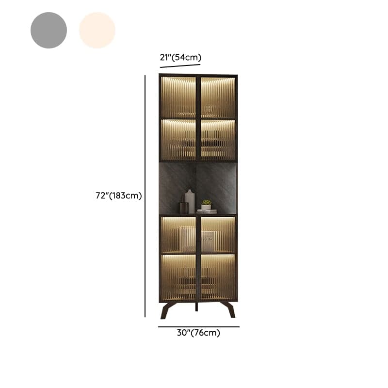 Modern Corner Glass Door Accent Cabinet with Black Metal Base thumbnail 21