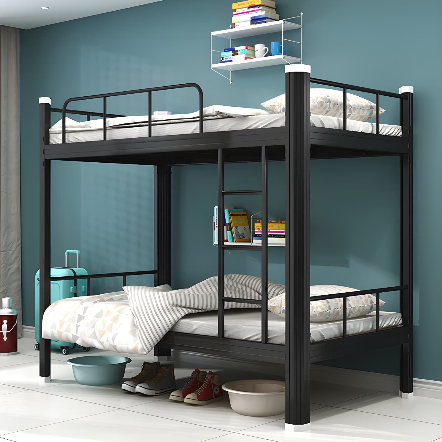 Modern Bunk Bed Dormitory Bedroom Metal Bed Frame with With Headboard and Footboard thumbnail 17