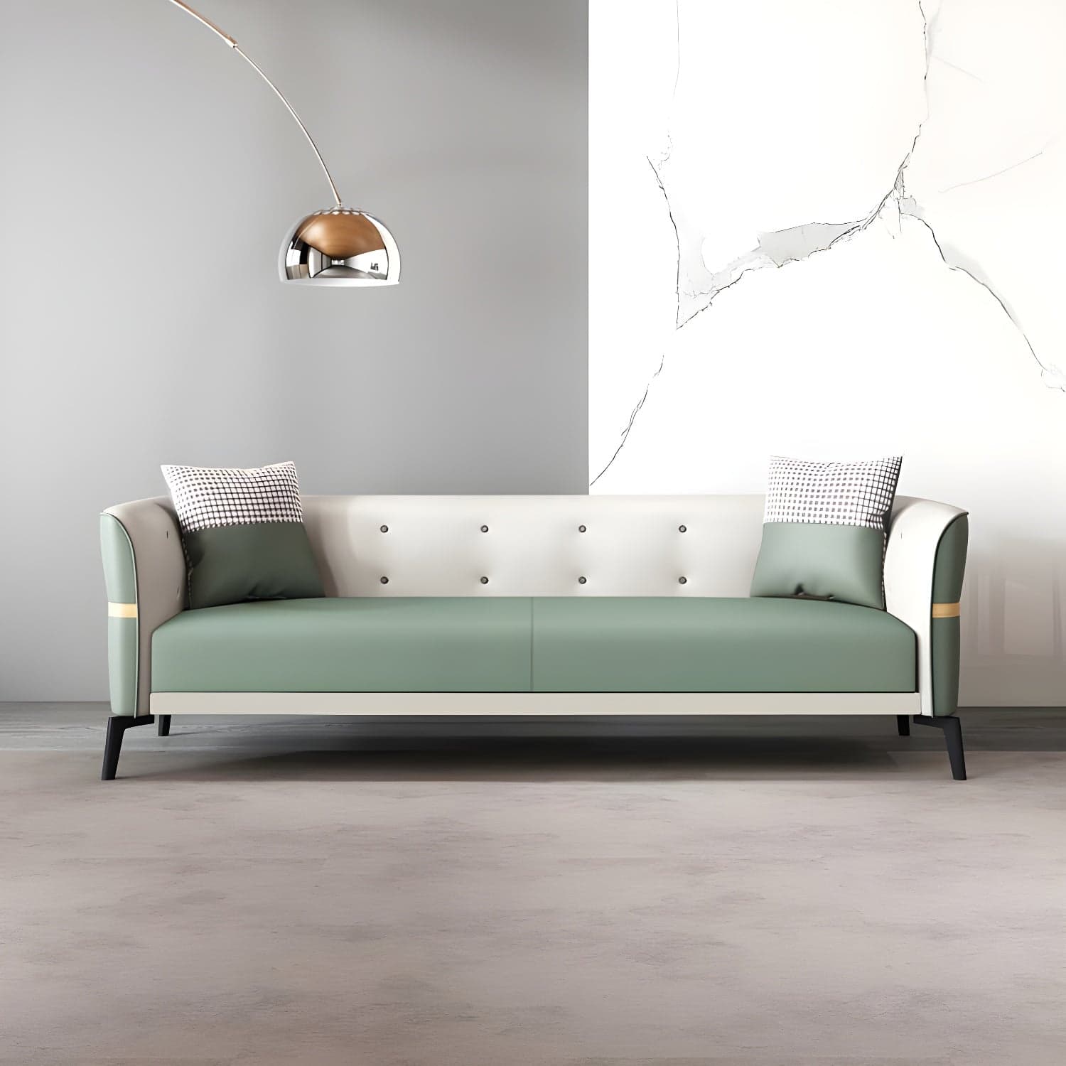 Modern Square Arm Standard Sofa Metal Legs Settee for Living Room thumbnail 7