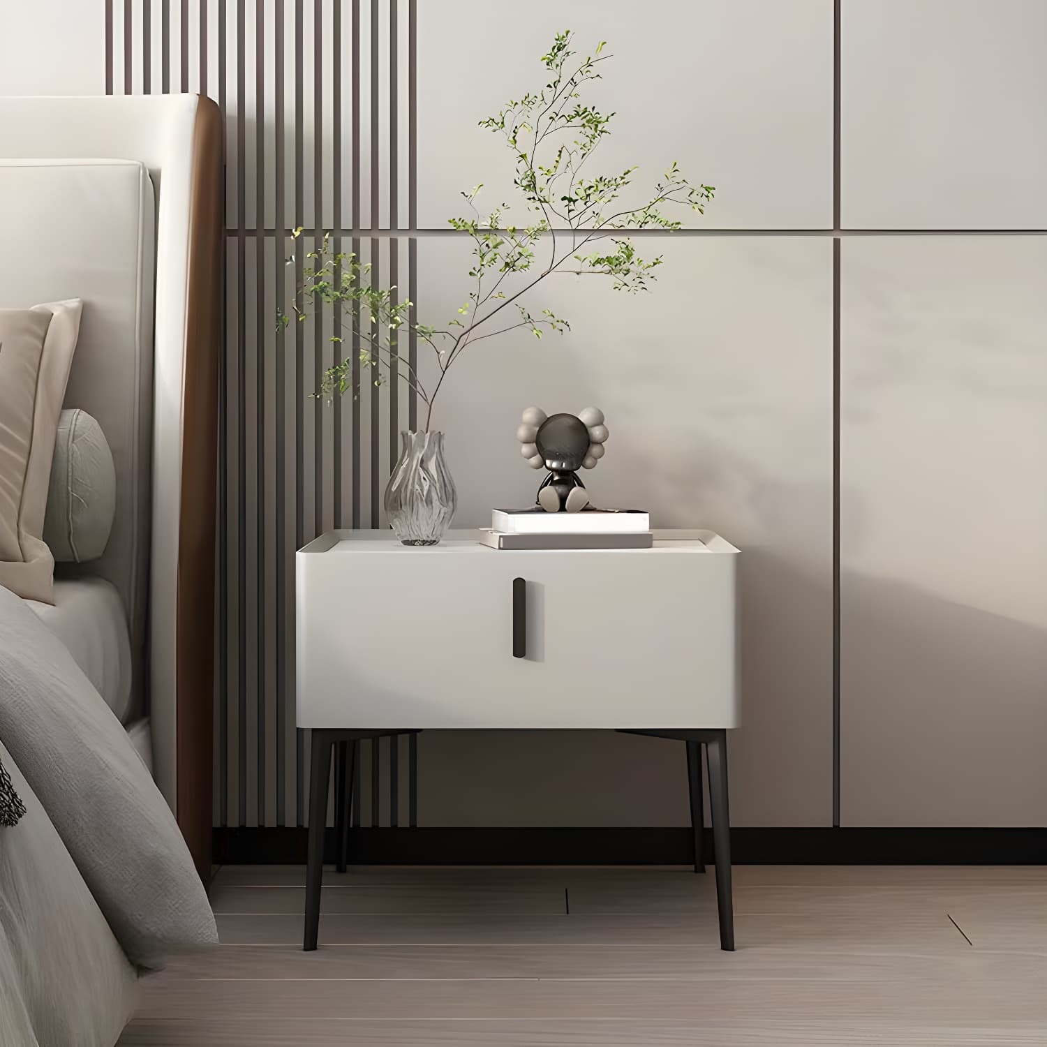 Contemporary 1 Drawer Accent Table Nightstand Antique Finish Bed Nightstand thumbnail 9