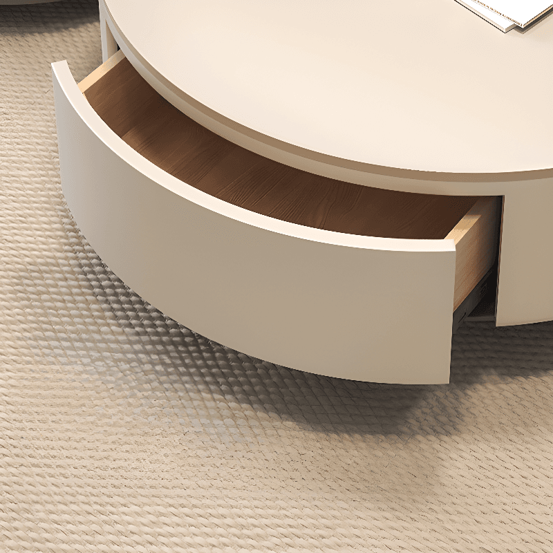 Rounded Coffee Table with 2 Drawers for Indoor Use in a Modern Style thumbnail 6