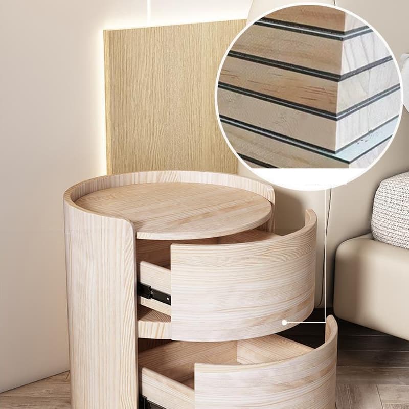 Modern Simple Style Vinyl Leather Nightstand With Drawer Storage, 2 Drawers thumbnail 26