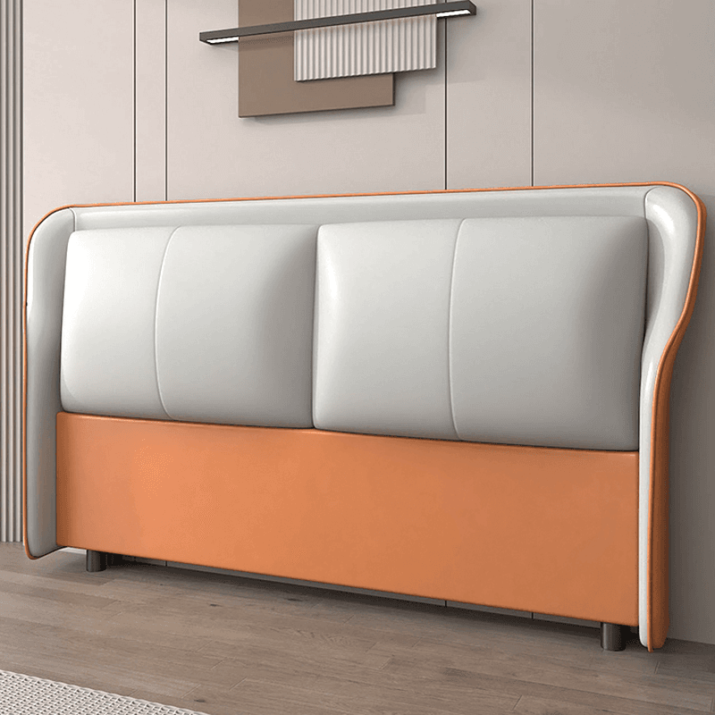 Trendy Wingback Headboard with No Distressing in Natural Wood, Rectangle Shape for Full/Queen Bed with Sponge Upholstery and Standard Height thumbnail 6