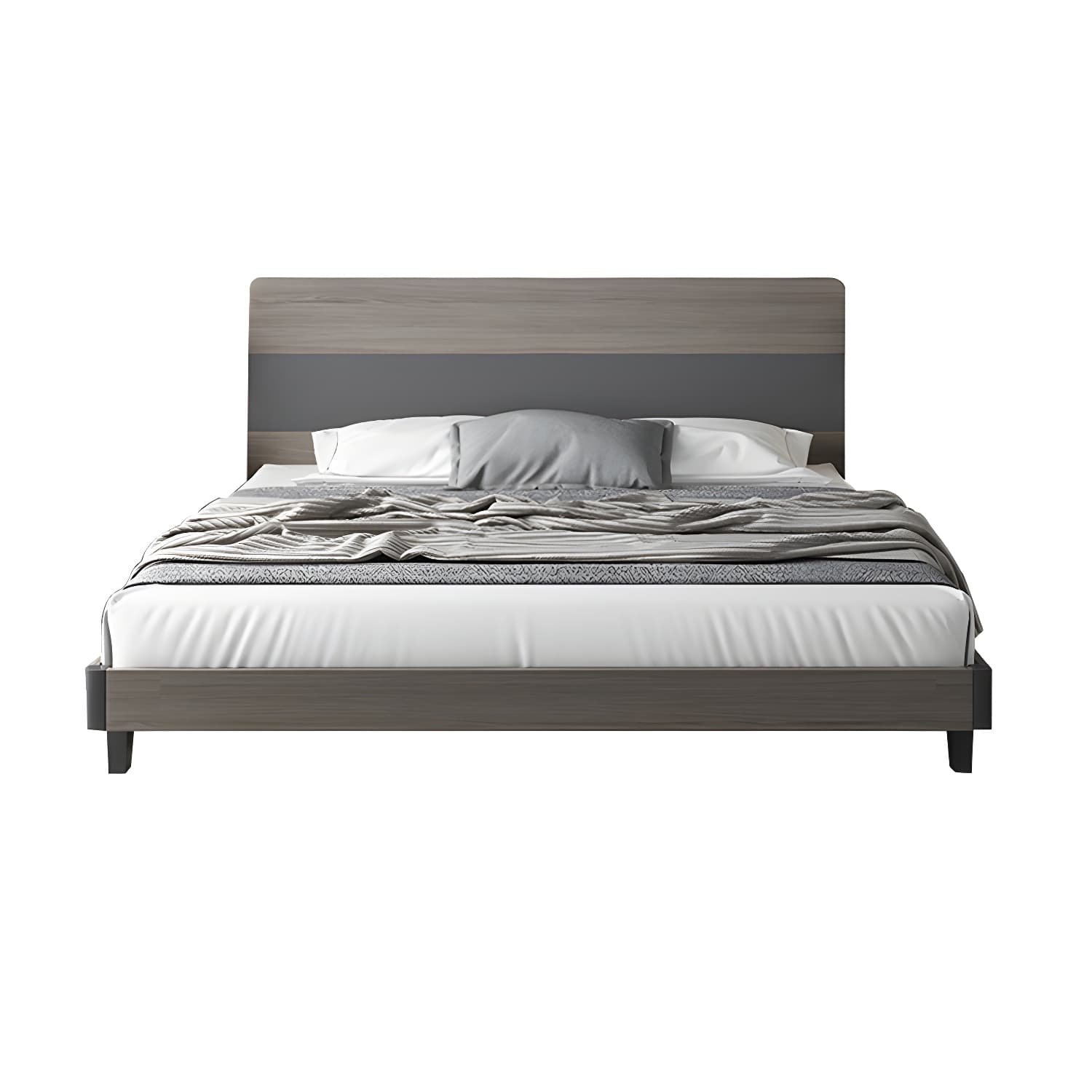 Modern Style Wood Bed with Headboard Low Profile Standard Bed thumbnail 5