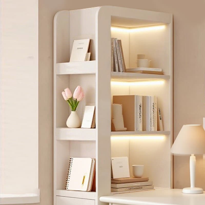 Modern Simple Style Rectangular Detached Decorative Cabinet with 3 Exterior Shelves, Composite Wood Countertop in Chalk, and Soft Close Drawer thumbnail 5