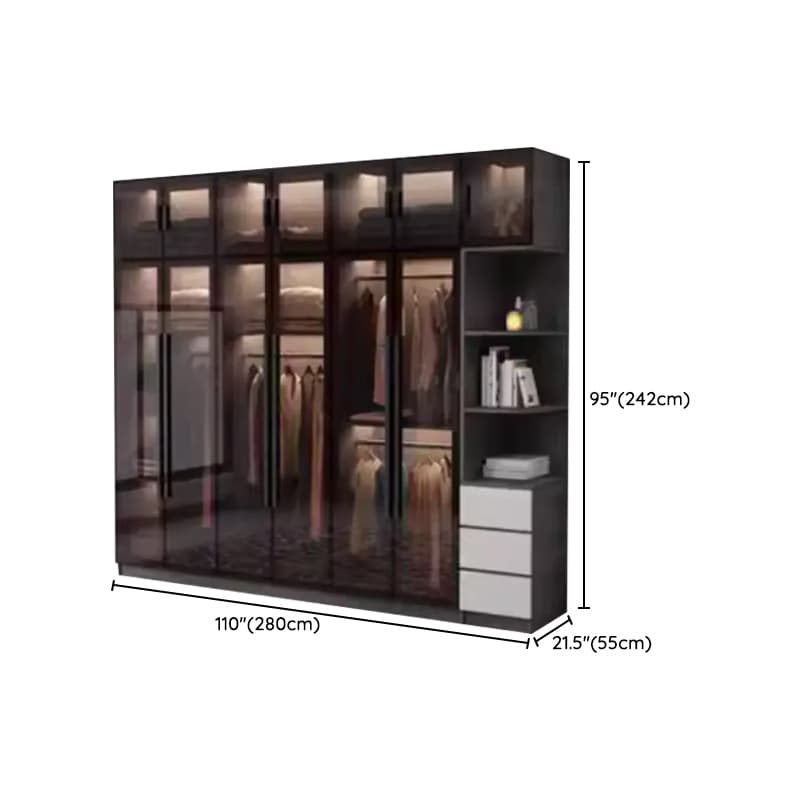 Charcoal Modish Timber Self-supporting Cabinet Armoire with Soft Close Drawer and Door, Hanging Rod thumbnail 29