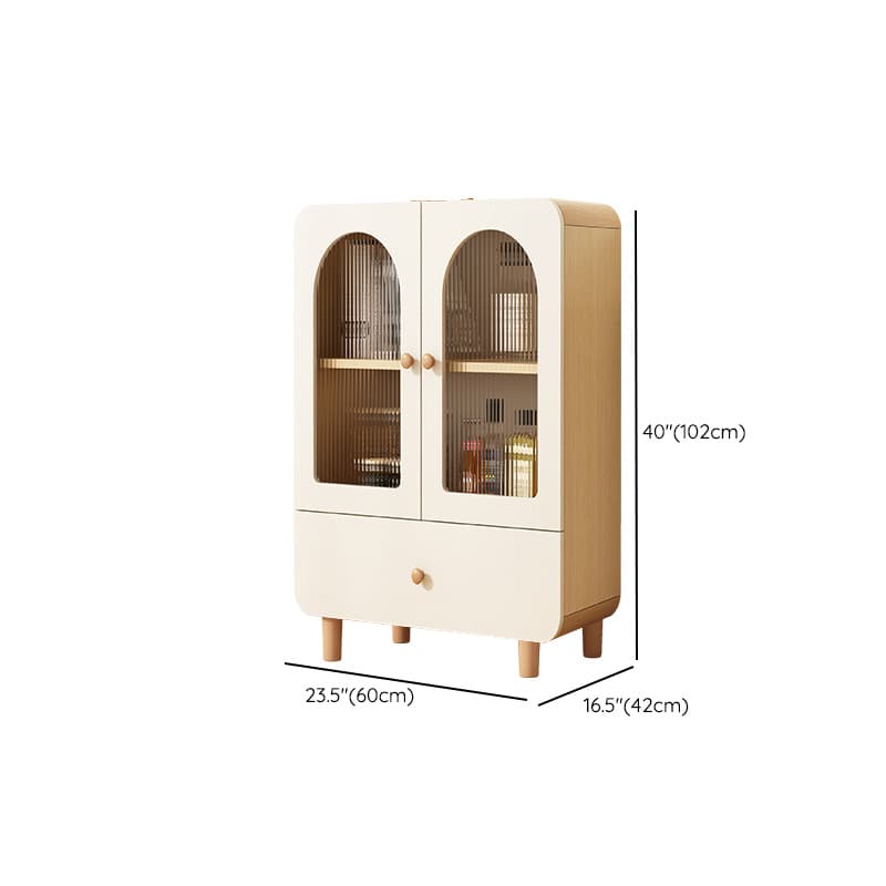 Modern White Lumber Narrow Sideboard with Single Drawer, 4 Shelves/Three Internal Shelves/Two Internal Shelves, Glass-panel Door thumbnail 17