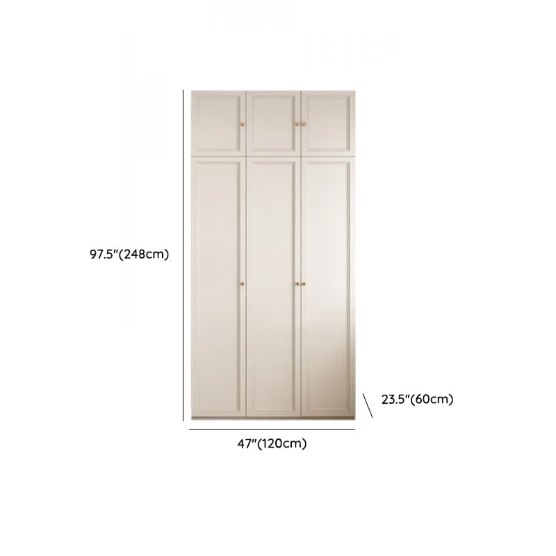White Minimalist Laminate Wardrobe Closet with 3-Drawer, Soft Close Door, Interior Shelves, and Clothing Rod thumbnail 14