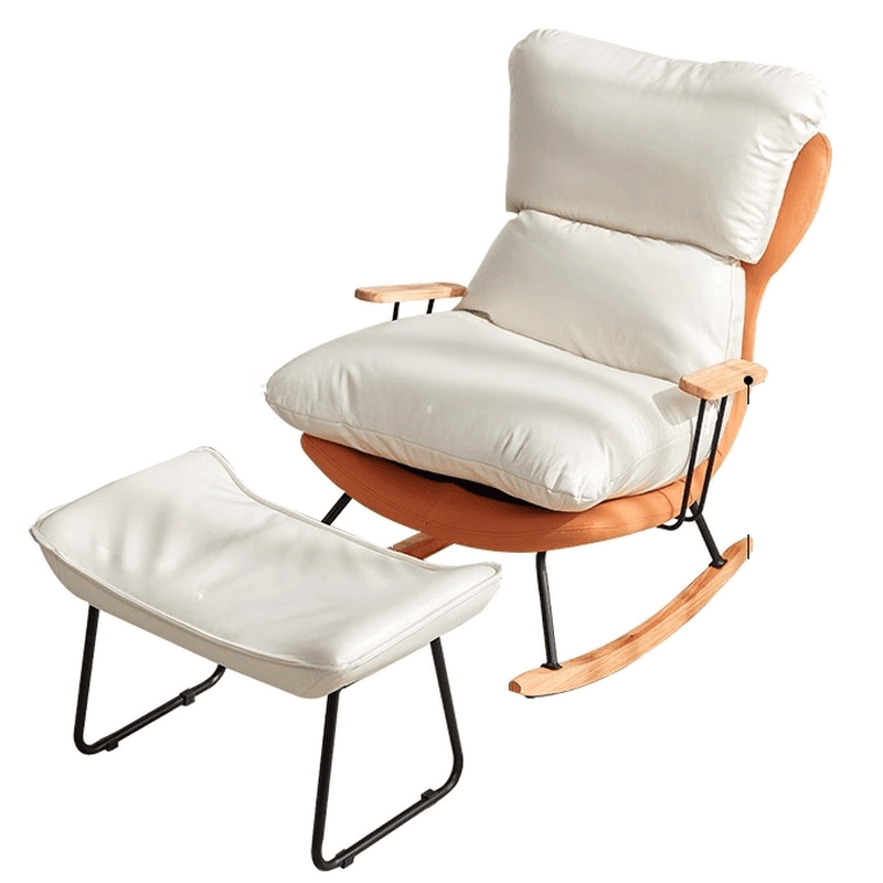1 Piece Set/2 Piece Set Water Resistant Padded Living Room Rocking Chair in Chalk/Grey/Citrus Color with Upholstered Back and Track Arm in a Simple Style, Ottoman Included/Not Included thumbnail 11