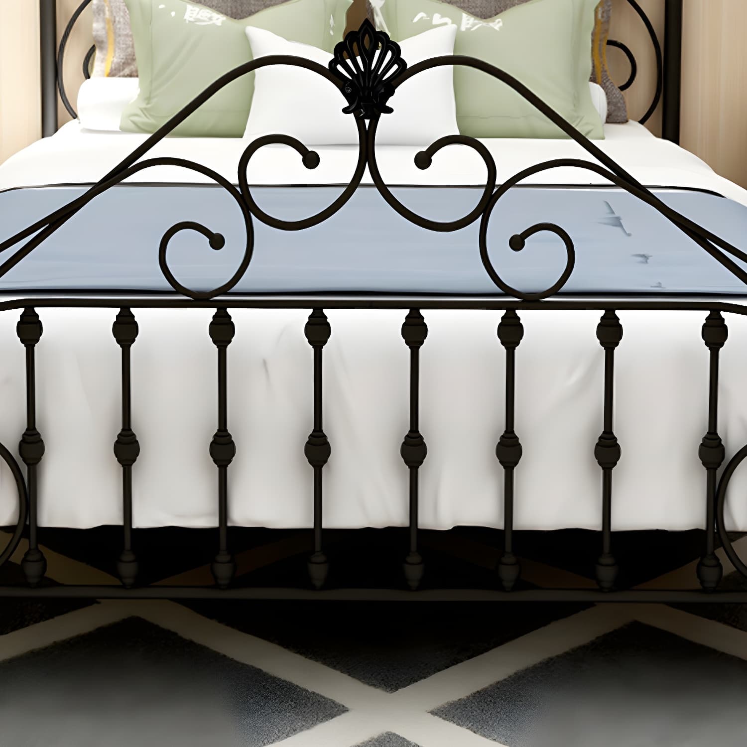 Glam Style Metal Iron Material with Headboard Gold/black/white Bed thumbnail 11