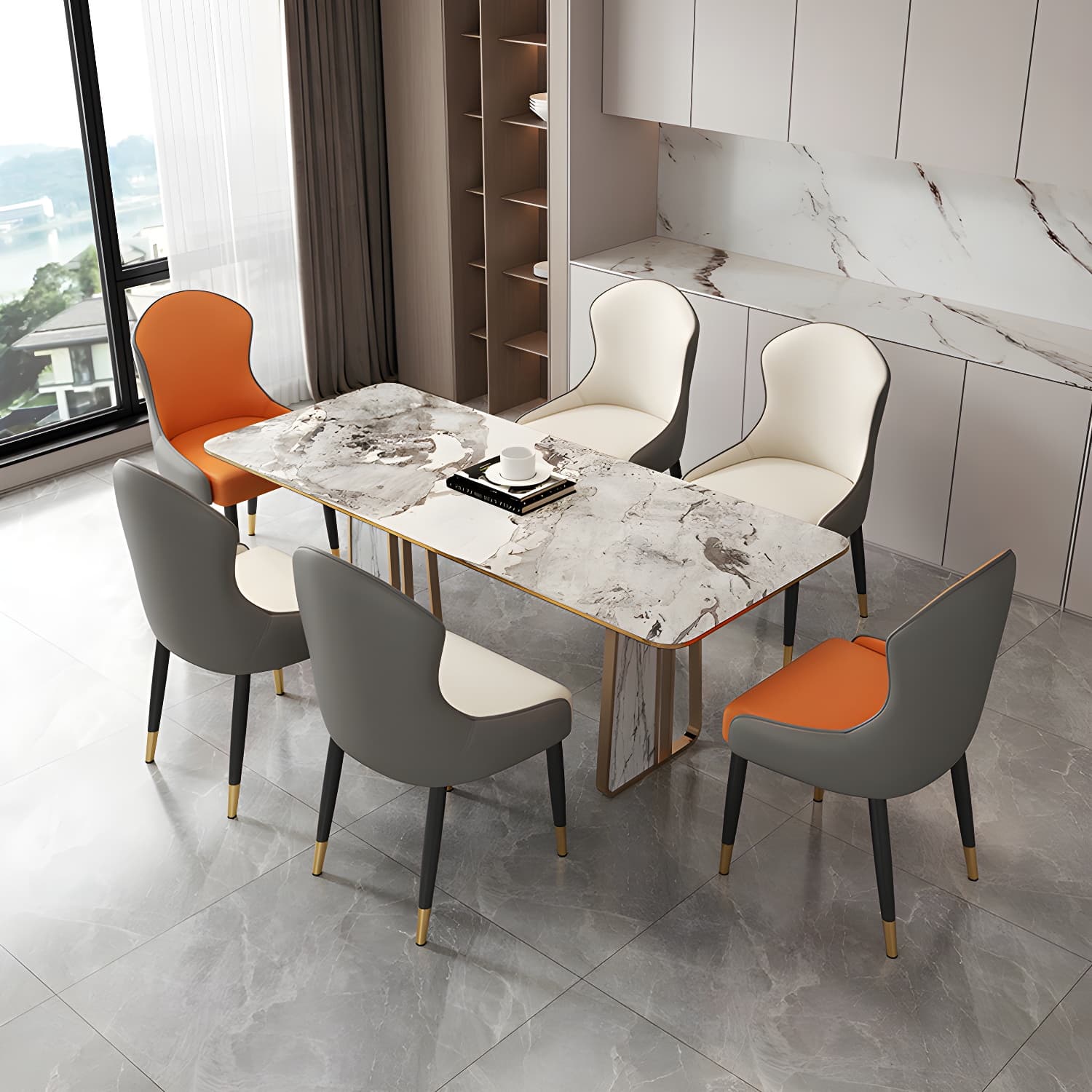 Wingback Faux Leather Side Chair with Metal Legs and Upholstered Seat for Kitchen & Dining thumbnail 13