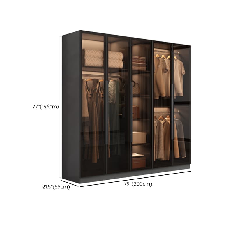 Ink-Colored Manufactured Wood Detached Wardrobe Closet with Soft Close Drawer, Door, Interior Shelves, and Clothing Rod thumbnail 13