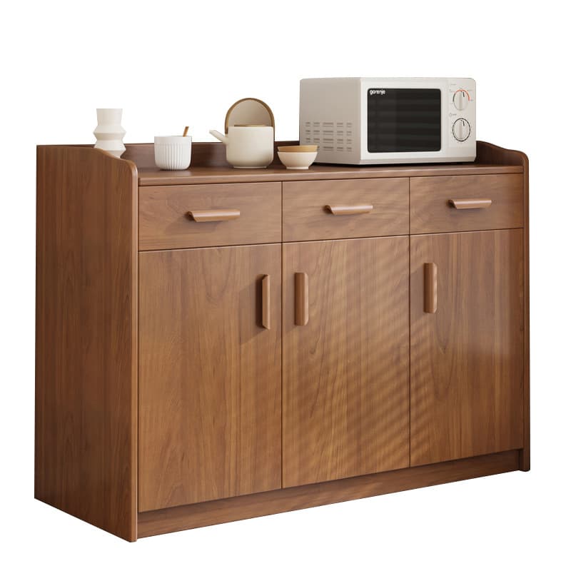 Modish Sideboard/Microwave Shelf Cabinet with Multiple Drawers, Narrow Size, 1 to 3 Shelves, Larder Storage, Timber Countertop, and Various Doors thumbnail 7