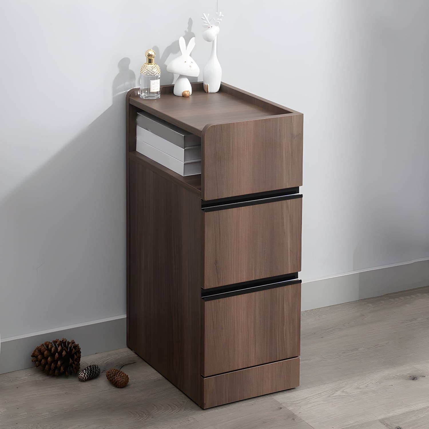 Scandinavian Accent Table Nightstand 25.5" Tall with 2 Drawers thumbnail 3