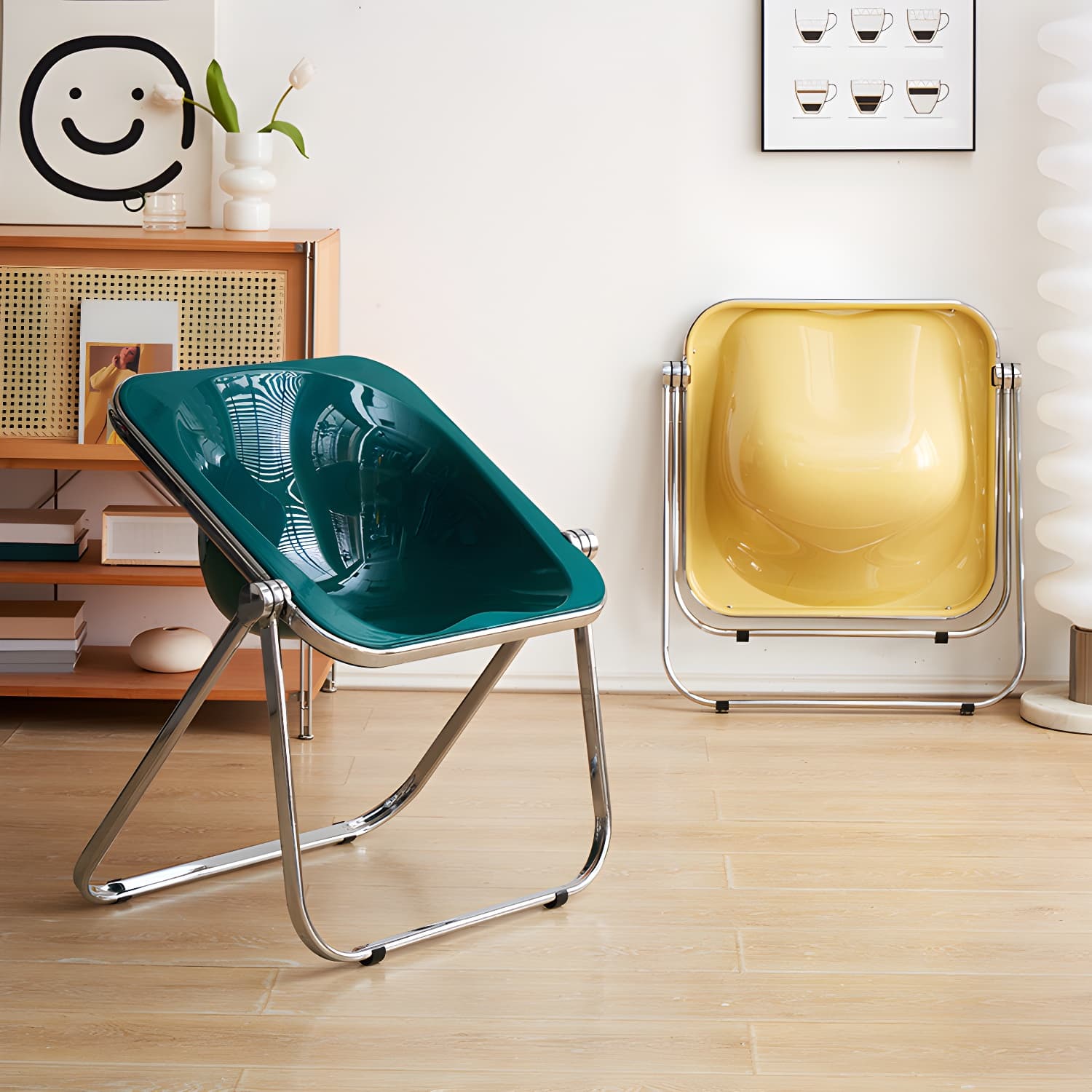 Modern Collapsible Side Chair with Low Back and Foldable Design in Plastic & Acrylic thumbnail 17