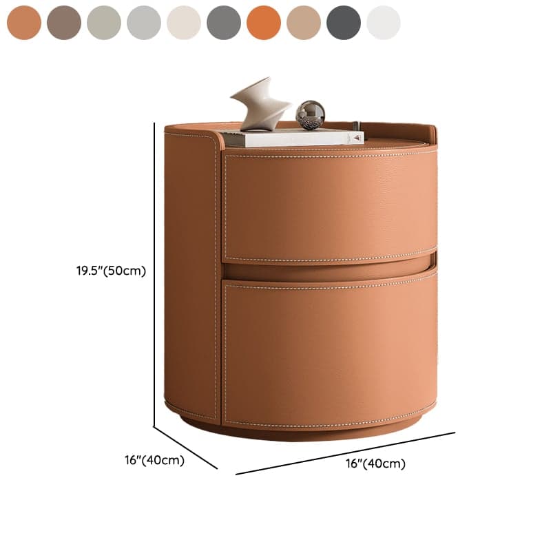 Modern Simple Style Vinyl Leather Nightstand With Drawer Storage, 2 Drawers thumbnail 28