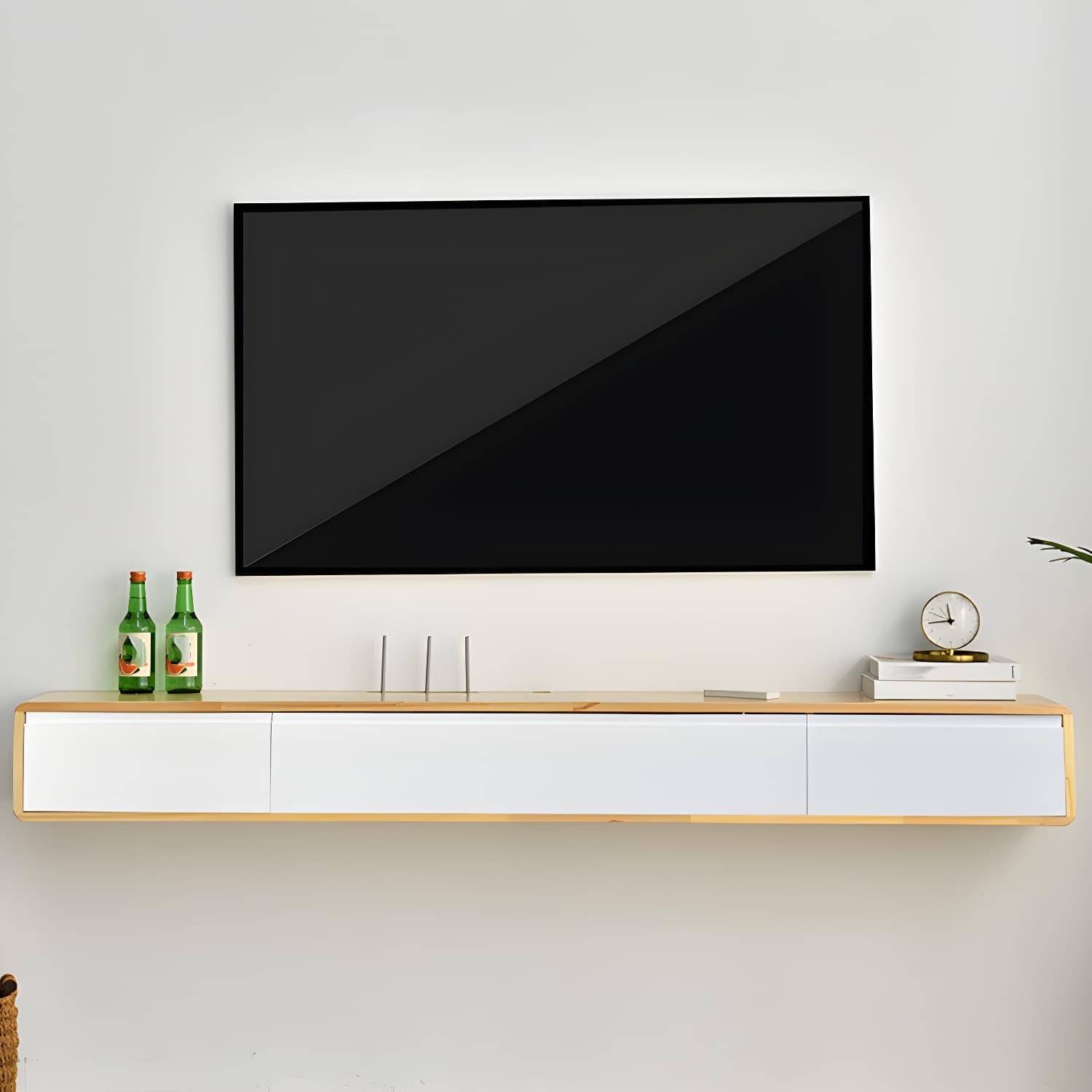 Wall-mounted TV Console Solid Wood TV Media Console with Drawers thumbnail 20