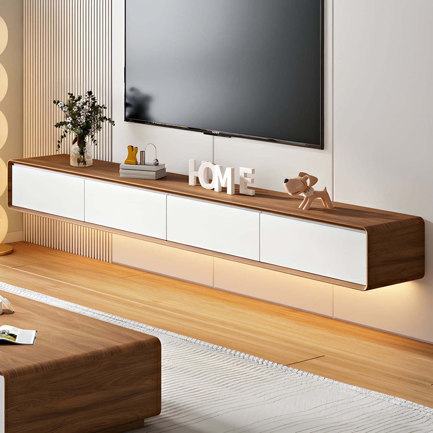 Modern Floating 2-Drawer TV Cabinet with Cable Management for Living Room thumbnail 7