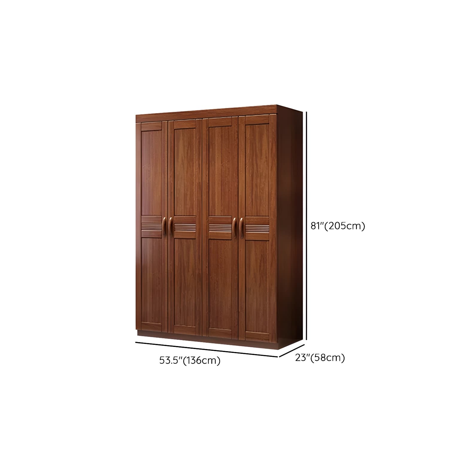 Wood Brown Rustic Wardrobe Armoire with Drawers & Shelves, Walnut Finish thumbnail 10