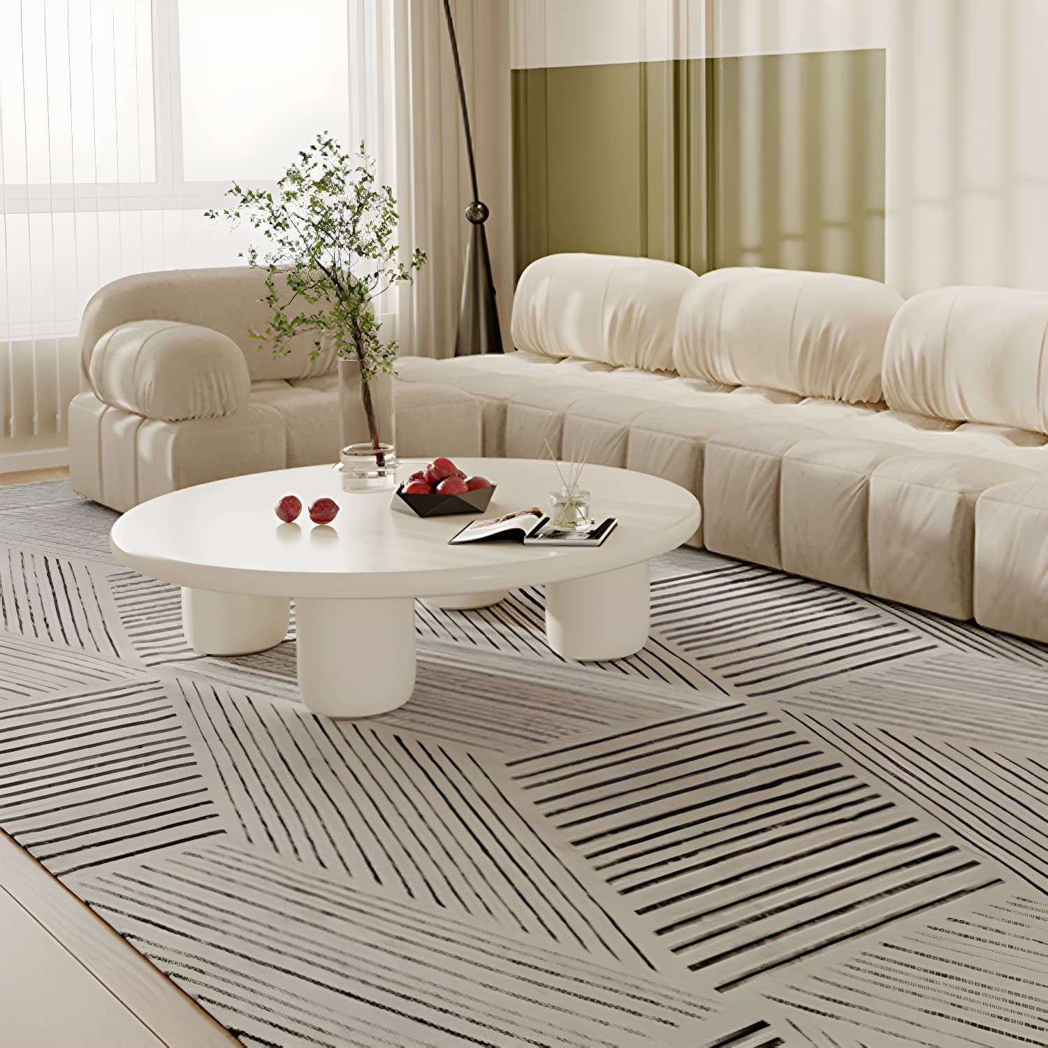 Scandinavian 4 Legs Coffee Table Round 1 Single Cocktail Table thumbnail 12