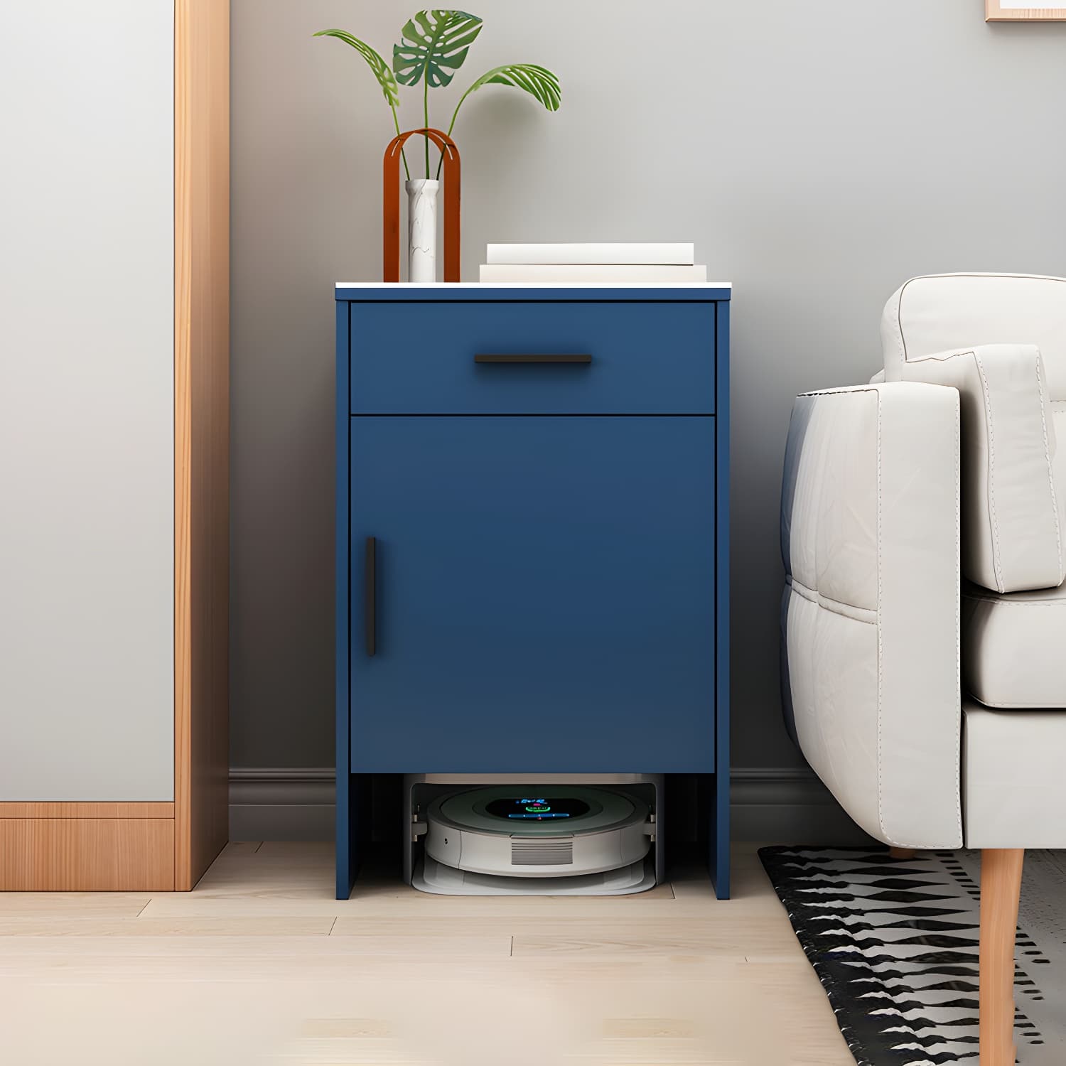Modern Stone Top Accent Cabinet with Drawer Storage Cabinet 18.9" Long thumbnail 1