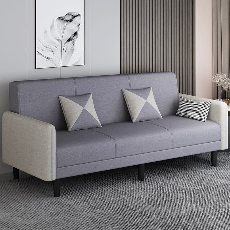 Trendy Solid Color Stain Resistant Standard Sofa in Grey/Cerulean/Beige with Arm, 4-seater/Seats 3 and 2 Pillows thumbnail 3