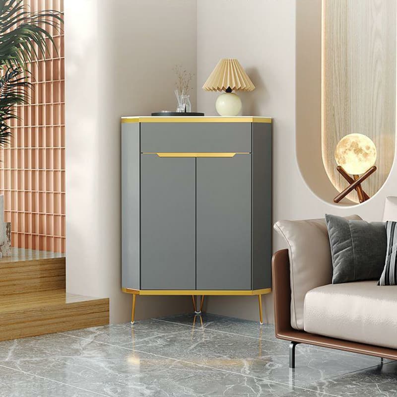 Glam Gold Corner Cabinet with Drawers and Cabinet Included- Scratch resistant & Soft-Close Doors thumbnail 4