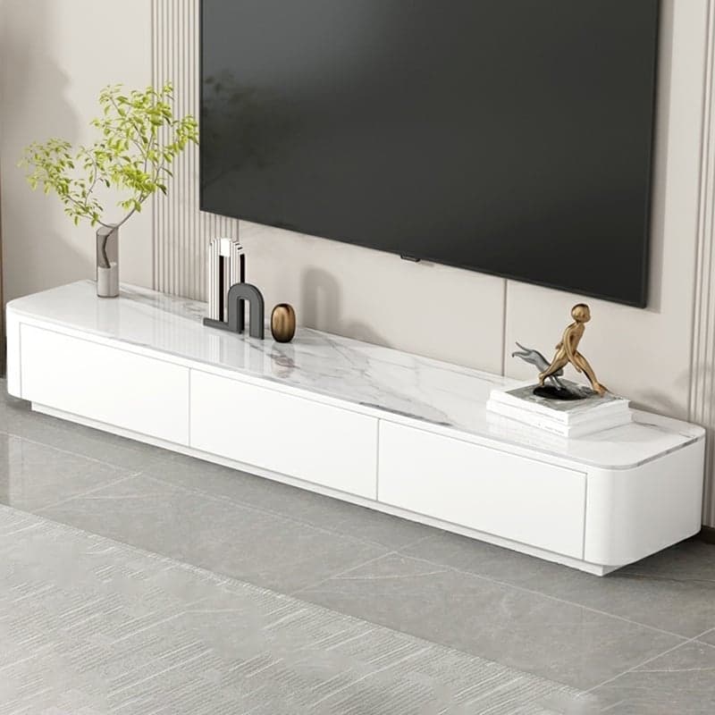 Stone Low TV Stand with Soft-close Drawers and Cable Management thumbnail 3