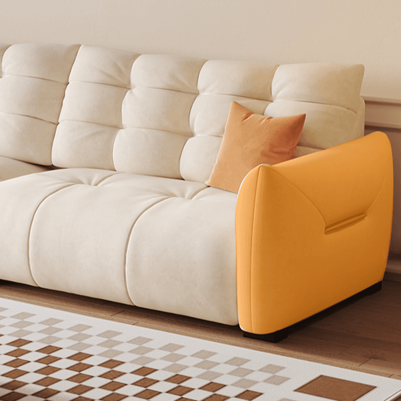 Tear Resistant Standard Sofa with Pu/Flannel Upholstery in Black/White/Light Green thumbnail 12