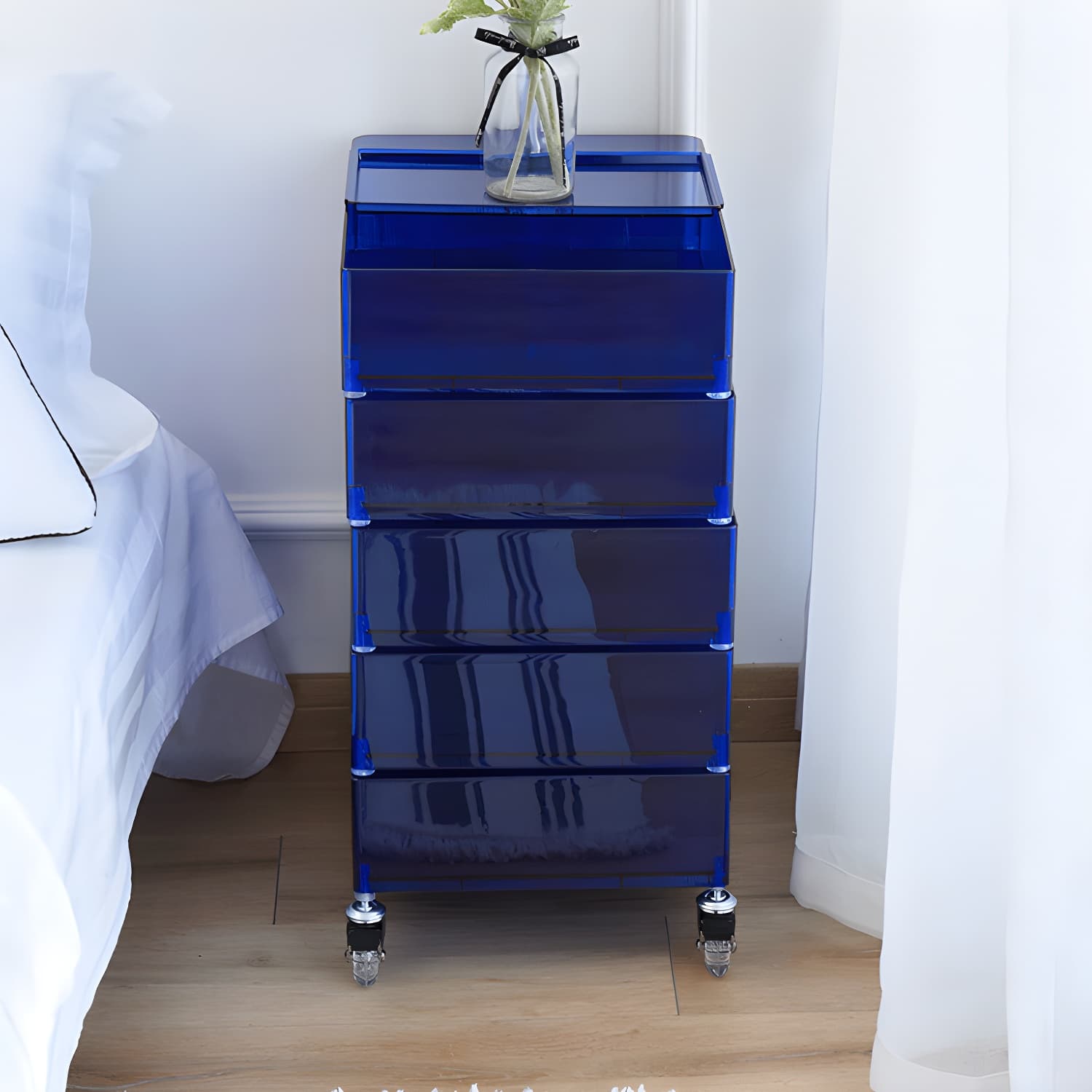 Plastic Five-Drawer Nightstand 28" H Night Table with Casters thumbnail 15