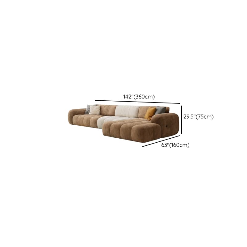 Channel Back L-Shape/Straight Right Hand Facing/Horizontal Sofa Recliner/Sofa Couch in Brown/Beige with Concealed Support & Pine Wood Frame for Living Room thumbnail 26