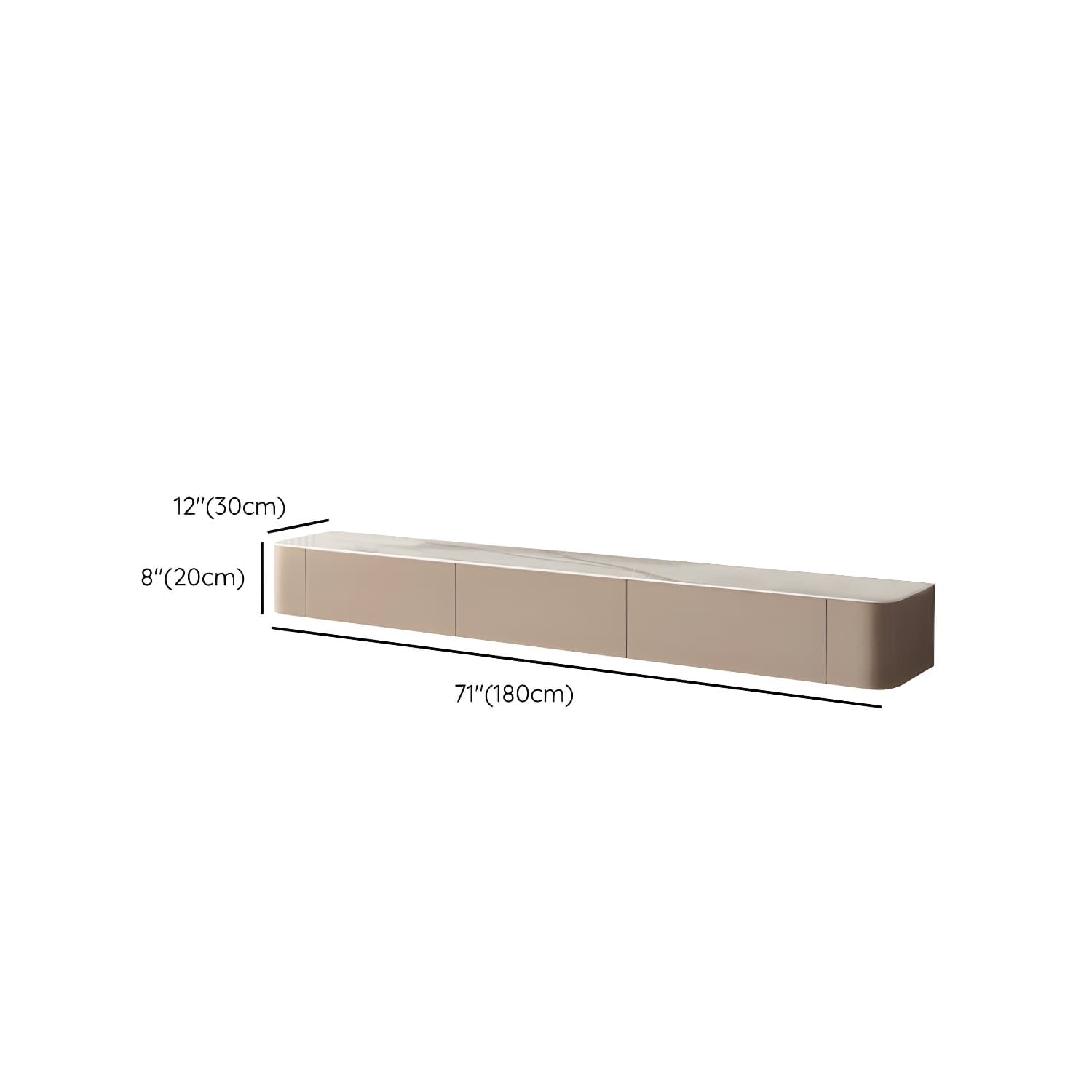 Brown Modern TV Stand with Floating Mount Design, Drawers, and Cable Management thumbnail 10
