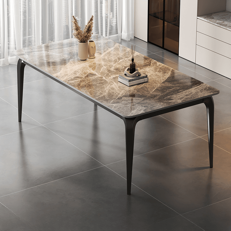 Trendy White/Charcoal/Light Gray Rectangle Scratch Resistant Sintered Stone Top Dining Table for 4/8 People/Seats 6, Standard Table Height thumbnail 3