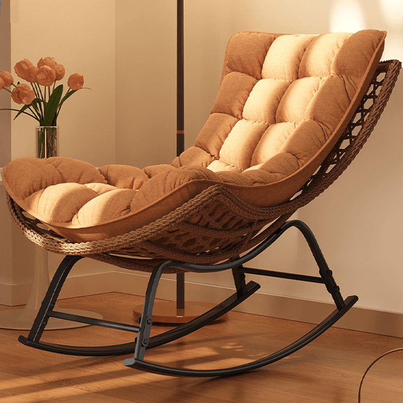 2 Piece Set/1 Piece Set Cushioned Rocking Chair with Ottoman in Resin with Rear in a Modern Simple Style thumbnail 4