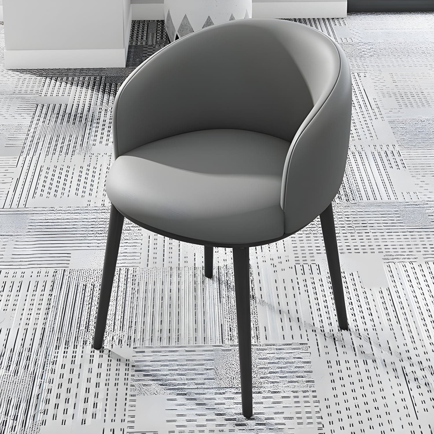 Modern Upholstered Home Arm Chair Solid Back Matte Finish Dining Chair thumbnail 5
