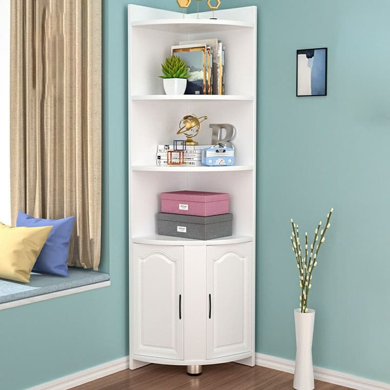 Modern Wood Corner Accent Cabinet with Open Shelves Wood Doors and 1 Cabinet for Living Room thumbnail 6