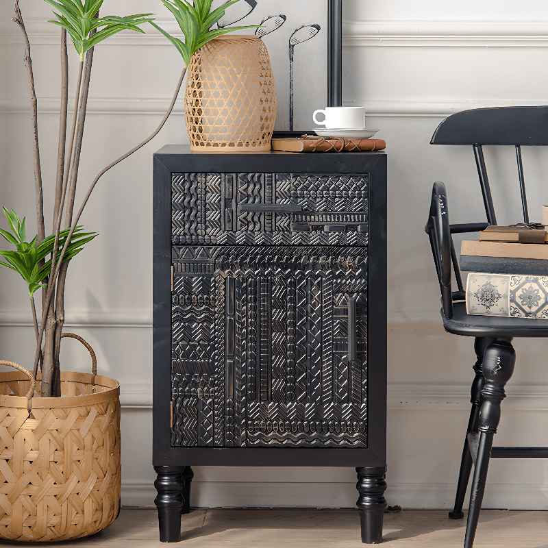 Old School Detached Natural Wood Utility Cabinet with Turned Leg for Parlor thumbnail 2